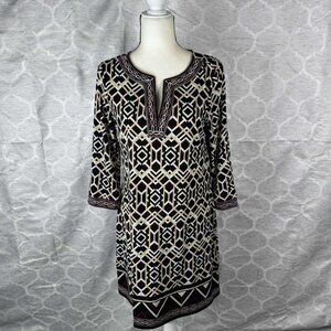 White House Black Market Geometric Print Tunic Dress Size L